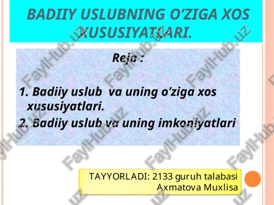 badiiy uslub — PPT