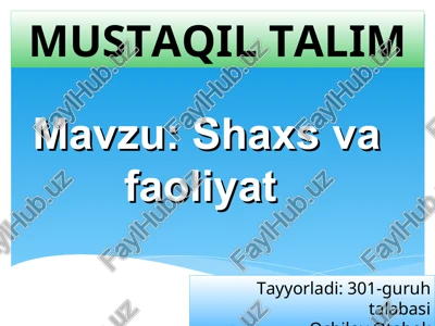 shaxsvafaoliyat — PPT