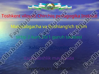 xalilova oʻgʻiloyning vazifadoshlik taqdimoti — PPT