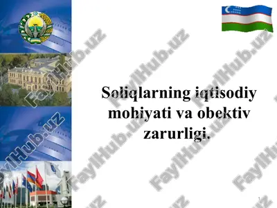 soliq iqtisodiy mohiya va ob'ektiv zarurligi — PPTX