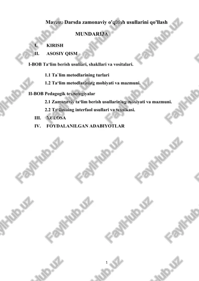 zamonaviy o'qitish usullari — DOCX