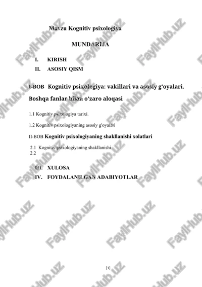 kognitiv psixologiya — DOCX