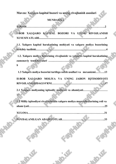 xalqaro kapital bozori va uning rivojlanish asoslari — DOCX