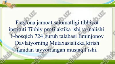tibbiy profilaktika ishi yo'nalishi — PPTX