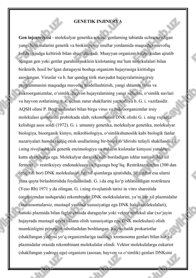 genetik injinerya — DOCX