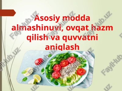 asosiy modda almashinuvi, ovqat hazm qilish va quvvatni aniqlash — PPTX
