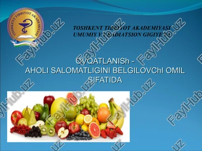 ovqatlanish -aholi salomatligini belgilovchi omil sifatida toshkent tibbiyot akademiyasi — PPT