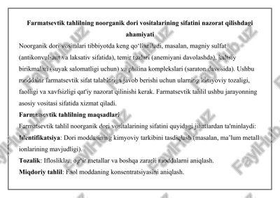 farmatsevtik tahlil — DOCX