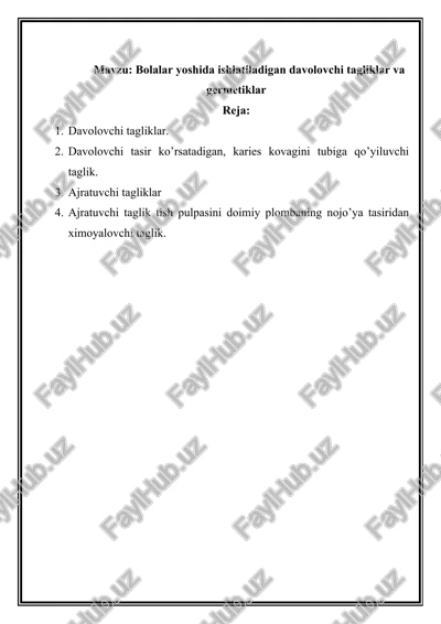 davolovchi tagliklar va germetiklar — DOCX