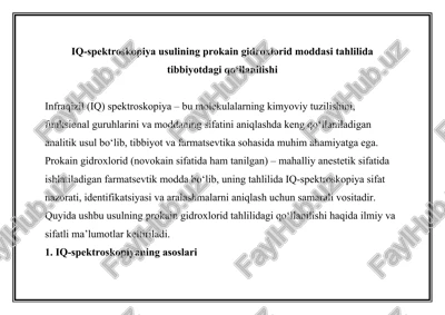 prokain gidroxlorid tahlili — DOCX
