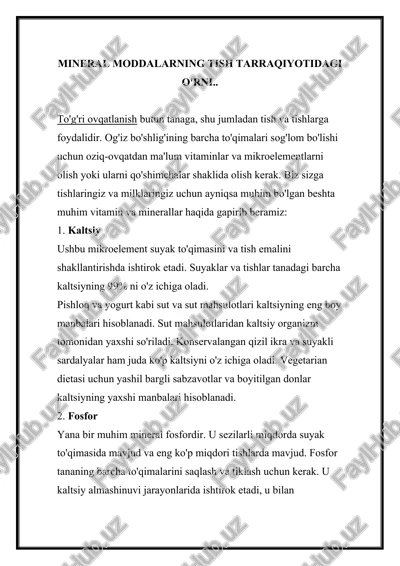 tish va tishlarga foyda — DOCX