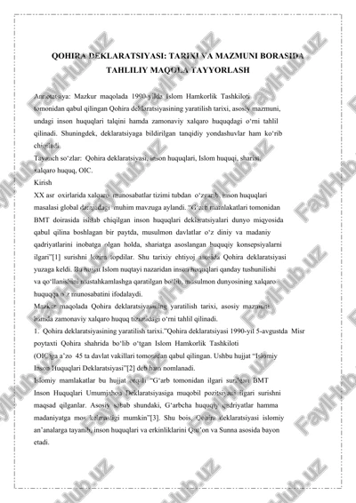qohira deklaratsiyasi — DOCX