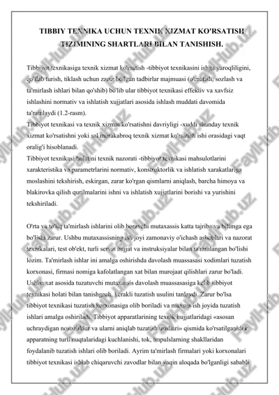 tibbiyot texnikasi va texnik xizmat ko'rsatish — DOCX