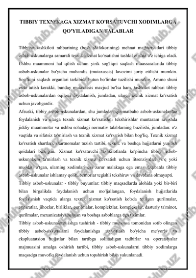 tibbiy asbob-uskunalar — DOCX