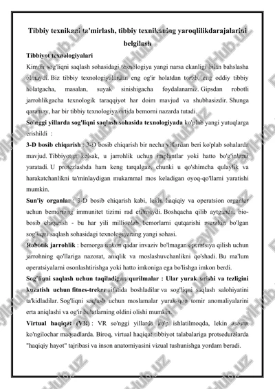 tibbiyot texnologiyalari — DOCX
