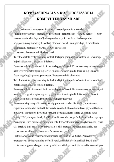 ko’p protsessorli kompyuter tizimlari — DOCX