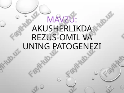 akusherlikda rezus-omilvauning patogenezi — PPTX