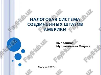 nalogovaya sistema soedinennix shtatov ameriki — PPT