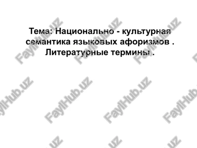 natsionalno - kulturnaya semantika yazikovix aforizmov . literaturnie termini — PPTX
