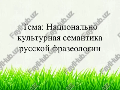 natsionalno kulturnaya semantika russkoy frazeologii — PPT