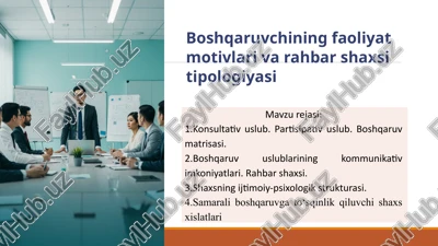 boshqaruvchining faoliyat motivlari va rahbar shaxsi tipologiyasi — PPTX