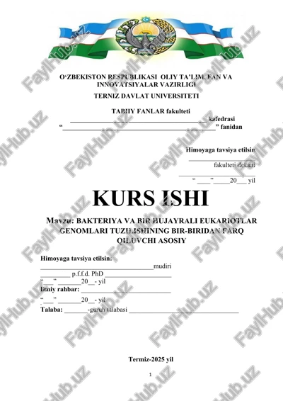 bakteriya va bir hujayrali eukariotlar genomlari tuzilishining bir-biridan farq qiluvchi asosiy — DOC