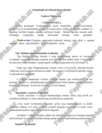 psixik rivojlanish — DOCX