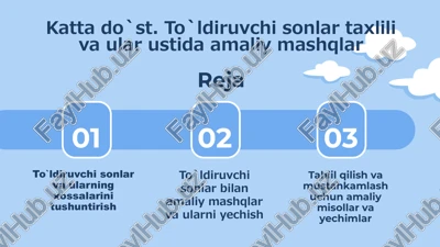 to`ldiruvchisonlar va ular to`rtida amaliy mashqlar — PPTX