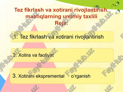 xotira-ongimizda aks ettilgan narsalarni mustahkamlash mashqlari — PPTX