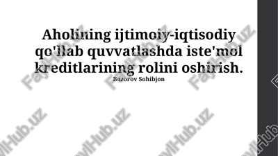 iste'mol kreditlarining rolini oshirish — PPTX