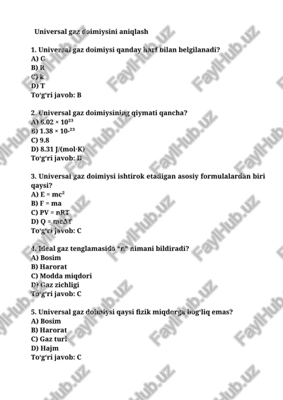 universal gaz doimiysi — DOCX