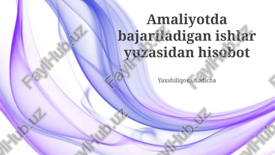 amaliyotda bajariladigan ishlar yuzasidan hisobot — PPTX