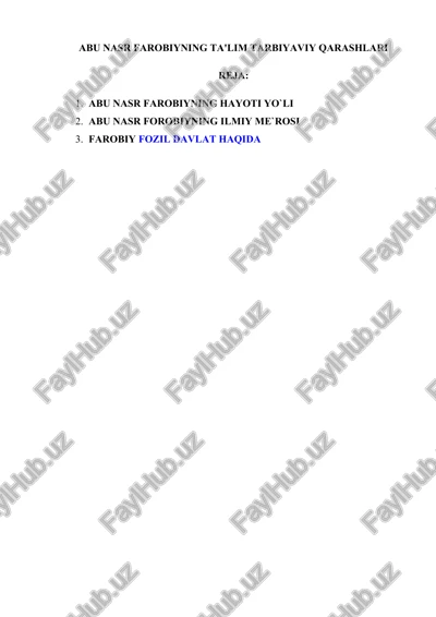 abu nasr farobiyning ta'lim tarbiyaviy qarashlari — DOCX