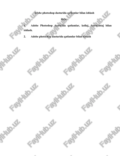 adobe photoshop dasturida qatlamlar bilan ishlash — DOC