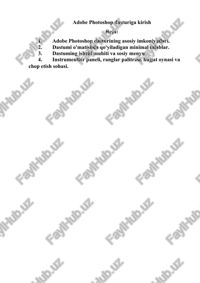 adobe photoshop dasturiga kirish — DOCX