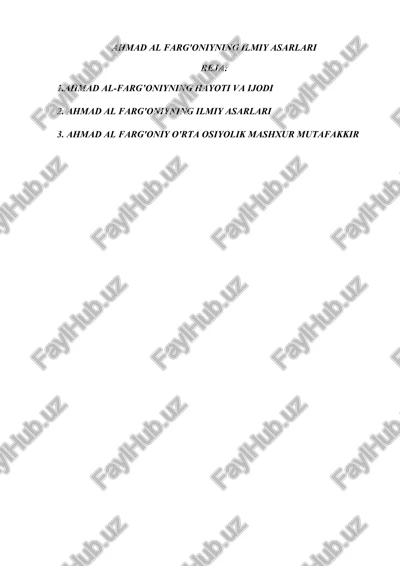 ahmad al farg'oniyning ilmiy asarlari — DOCX