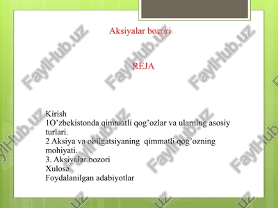 aksiyalar bozori — PPTX