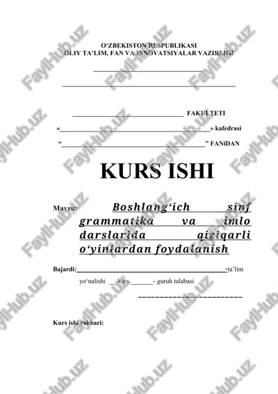 boshlangʻich sinf grammatika va imlo darslarida qiziqarli oʻyinlardan foydalanish — DOCX