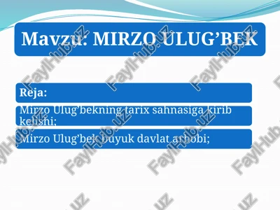 mirzo ulug’bek tarix sahnasiga kirishi — PPTX