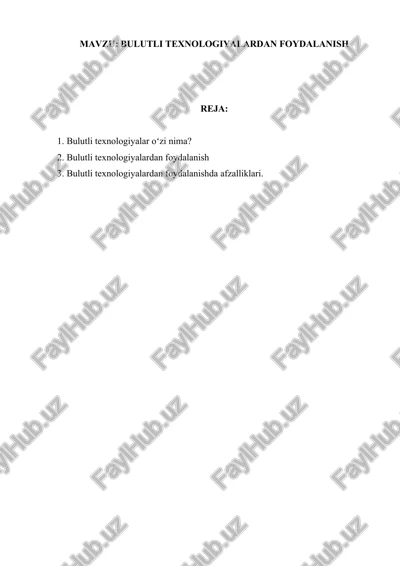 bulutli texnologiyalardan foydalanish — DOCX