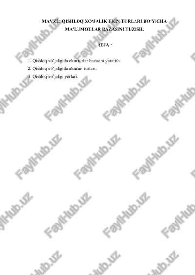 qishloq xo'jalik ekin turlari bazasi — DOCX