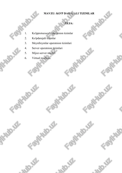 ko'p protsessorli operatsion tizimlar — DOCX