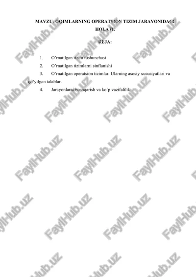 oqimlarning operatsion tizim jarayonidagi holati — DOCX