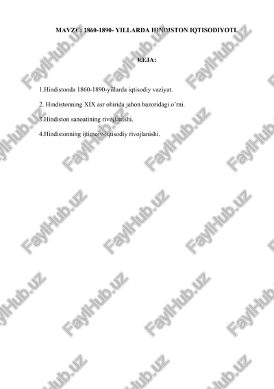 1860-1890- yillarda hindiston iqtisodiyoti — DOCX