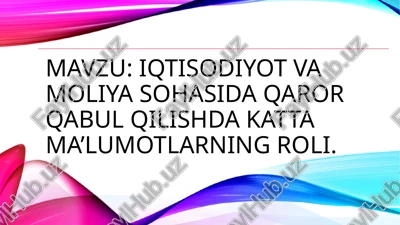 moliya va iqtisodiyot — PPTX