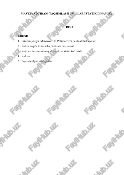 xotirani boshqarish — DOCX