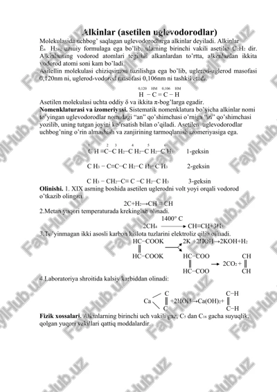alkinlar (asetilen uglevodorodlar) referat — DOC