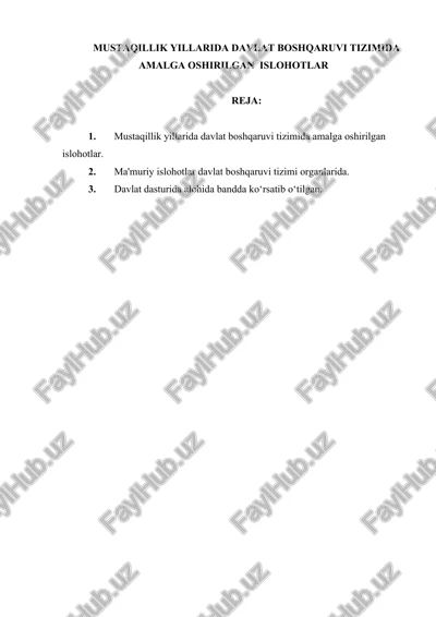 mustaqillik yillarida davlat boshqaruv tizimi — DOCX
