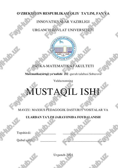 maxsus pedagogik dasturiy vositalar va ulardan ta’lim jarayonida foydalanish — PDF
