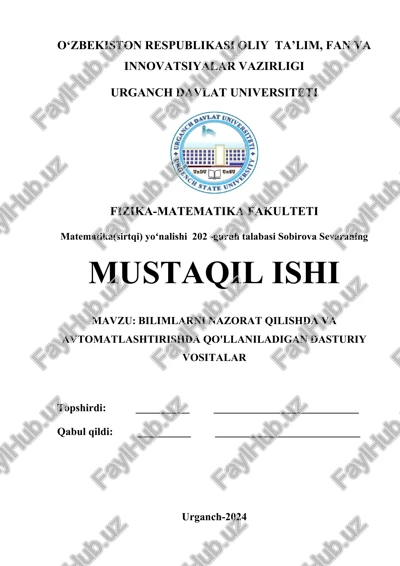 bilimlarni nazorat qilishda va avtomatlashtirishda qo'llaniladigan dasturiy vositalar — DOCX